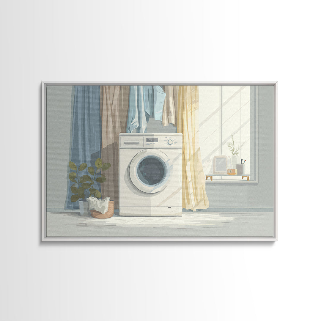 Washing Machine Icon Graphic Without Text Framed Canvas Print, Laundry Room Art, Laundry Room Decor, Living Room Decor, Clean, LRA-3x2-86