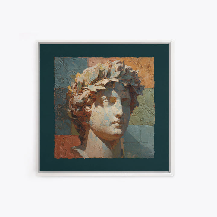 Roman Statue Bust Canvas Print, Mediterranean Art, Modern Wall Art, Living Room Decor, Oil Painting, Azure, Downloadable Art, MAR-1x1-22
