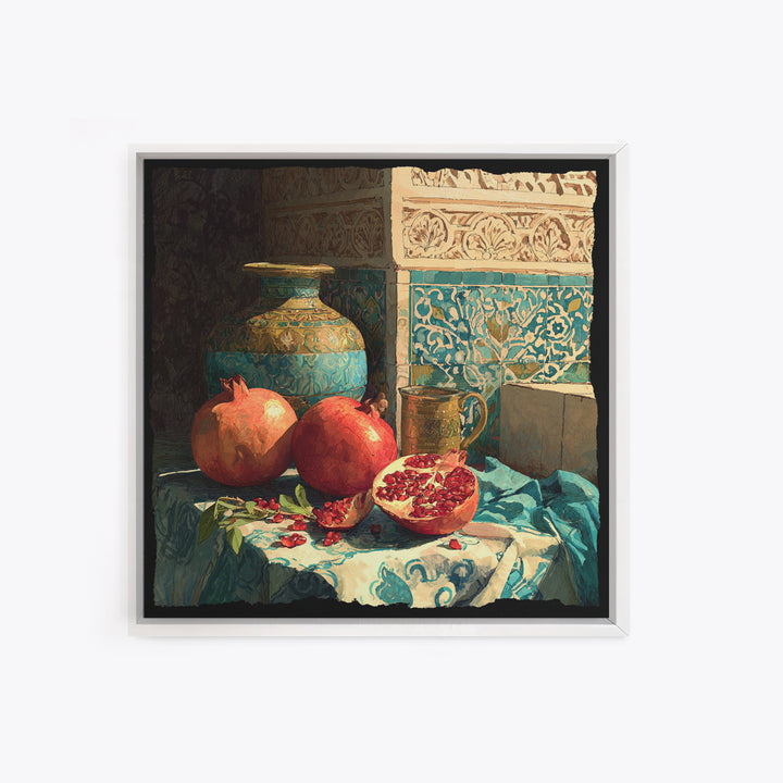 Pomegranate Still Life Canvas Print, Mediterranean Art, Fine Art Print, Living Room Decor, Fine Art, Azure, Original Painting, MAR-1x1-91