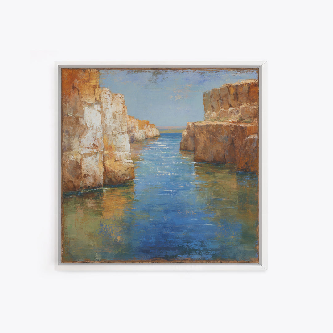 Coastal Cliffs with Sparkling Blue Water Canvas Print, Mediterranean Art, Coastal Wall Decor, Living Room Decor, Azure, MAR-1x1-92