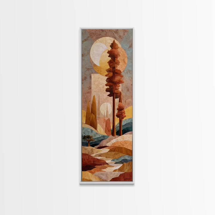 Warm Terra Cotta Abstract Landscape Canvas Print, Mediterranean Art, Watercolor Art, Living Room Decor, Fine Art, Azure, MAR-1x3-2