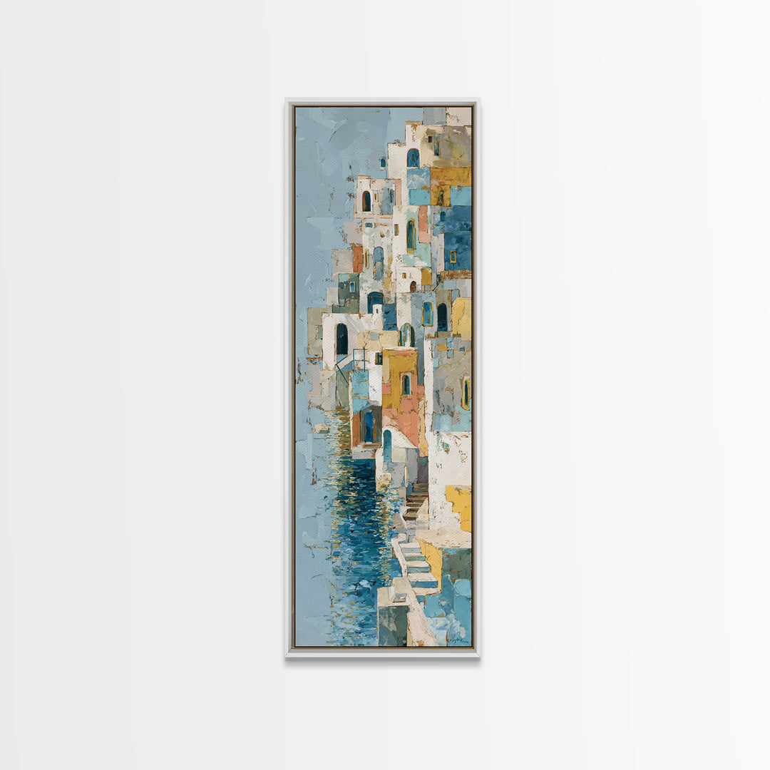 Coastal Cliffs with Sparkling Blue Water Canvas Print, Mediterranean Art, Neutral Decor, Living Room Decor, Fine Art, Azure, MAR-1x3-32
