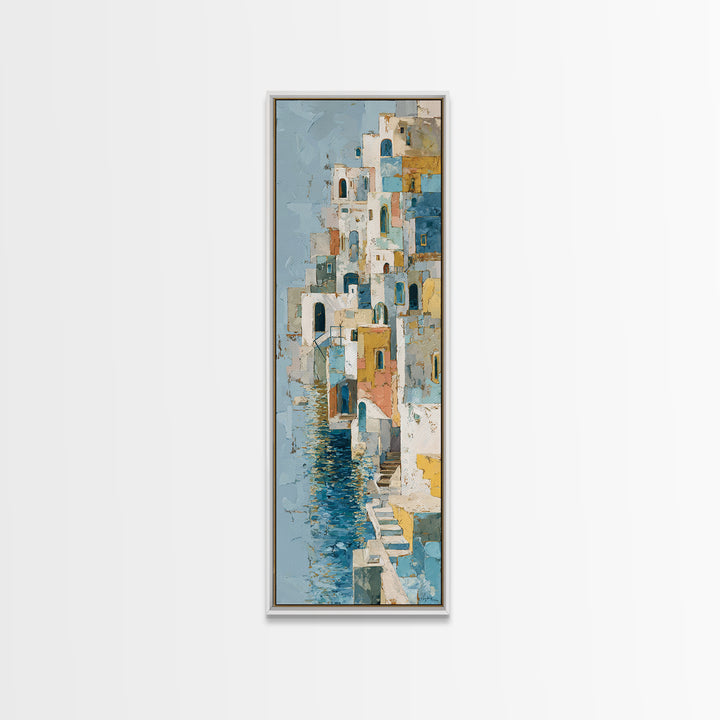 Coastal Cliffs with Sparkling Blue Water Canvas Print, Mediterranean Art, Neutral Decor, Living Room Decor, Fine Art, Azure, MAR-1x3-32