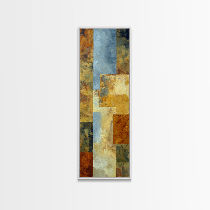 Warm Terra Cotta Abstract Landscape Framed Canvas Print, Mediterranean Art, Gallery Wall Art, Living Room Decor, Azure, MAR-1x3-50