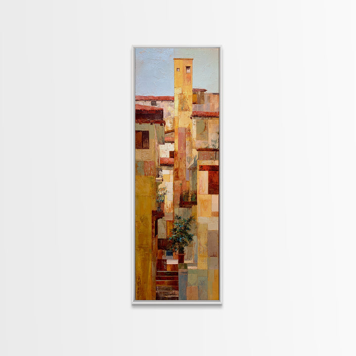 Sunset over Red Tiled Rooftops Canvas Print, Mediterranean Art, Printable Wall Art, Living Room Decor, Fine Art, Azure, MAR-1x3-59