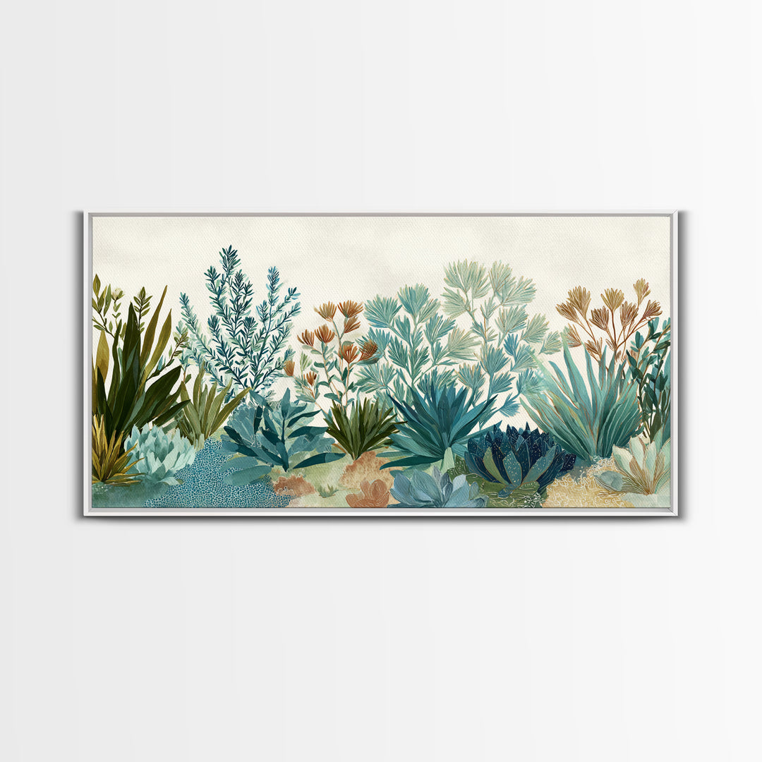 Wild Herbs Rosemary and Thyme Botanical Study Canvas Print, Mediterranean Art, Room Decor, Living Room Decor, Fine Art, Azure, MAR-2x1-44