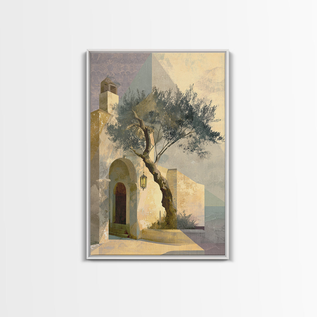Olive Grove under Pale Morning Light Canvas Print, Mediterranean Art, Minimalist Decor, Living Room Decor, Fine Art, Azure, MAR-2x3-49