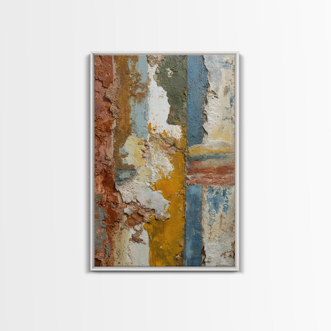 Warm Terra Cotta Abstract Landscape Framed Canvas Print, Mediterranean Art, Original Painting, Living Room Decor, Azure, MAR-2x3-94