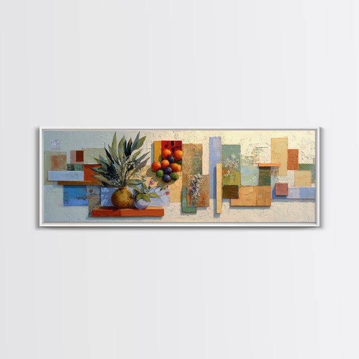 Sunset over Red Tiled Rooftops Framed Canvas Print, Mediterranean Art, Landscape Wall Art, Living Room Decor, Fine Art, Azure, MAR-3x1-15