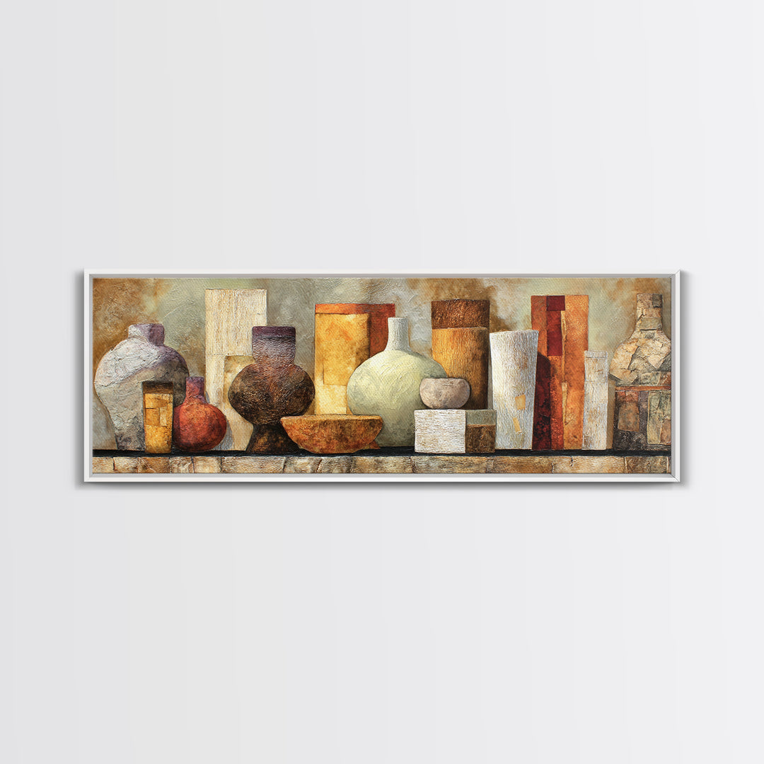 Warm Terra Cotta Abstract Landscape Canvas Print, Mediterranean Art, Room Decor, Living Room Decor, Azure, Printable Art, MAR-3x1-30