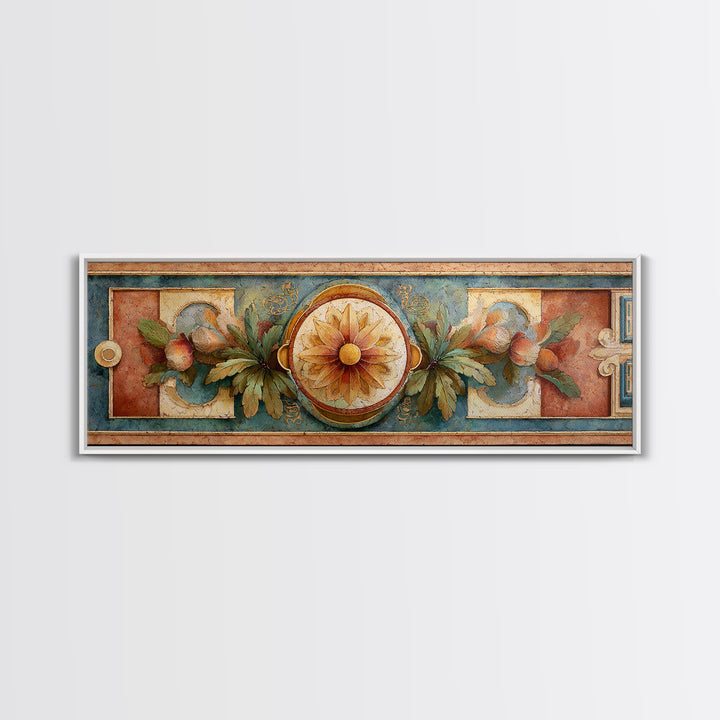 Greek Vase Modern Floral Design Canvas Print, Mediterranean Art, Fine Art Print, Living Room Decor, Fine Art, Azure, MAR-3x1-31