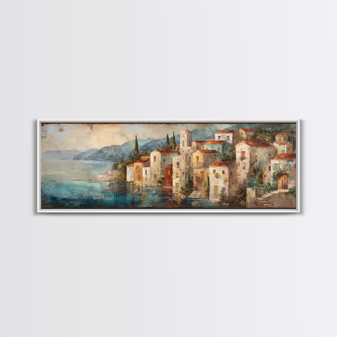 Coastal Cliffs with Sparkling Blue Water Canvas Print, Mediterranean Art, Living Room Art, Living Room Decor, Fine Art, Azure, MAR-3x1-36