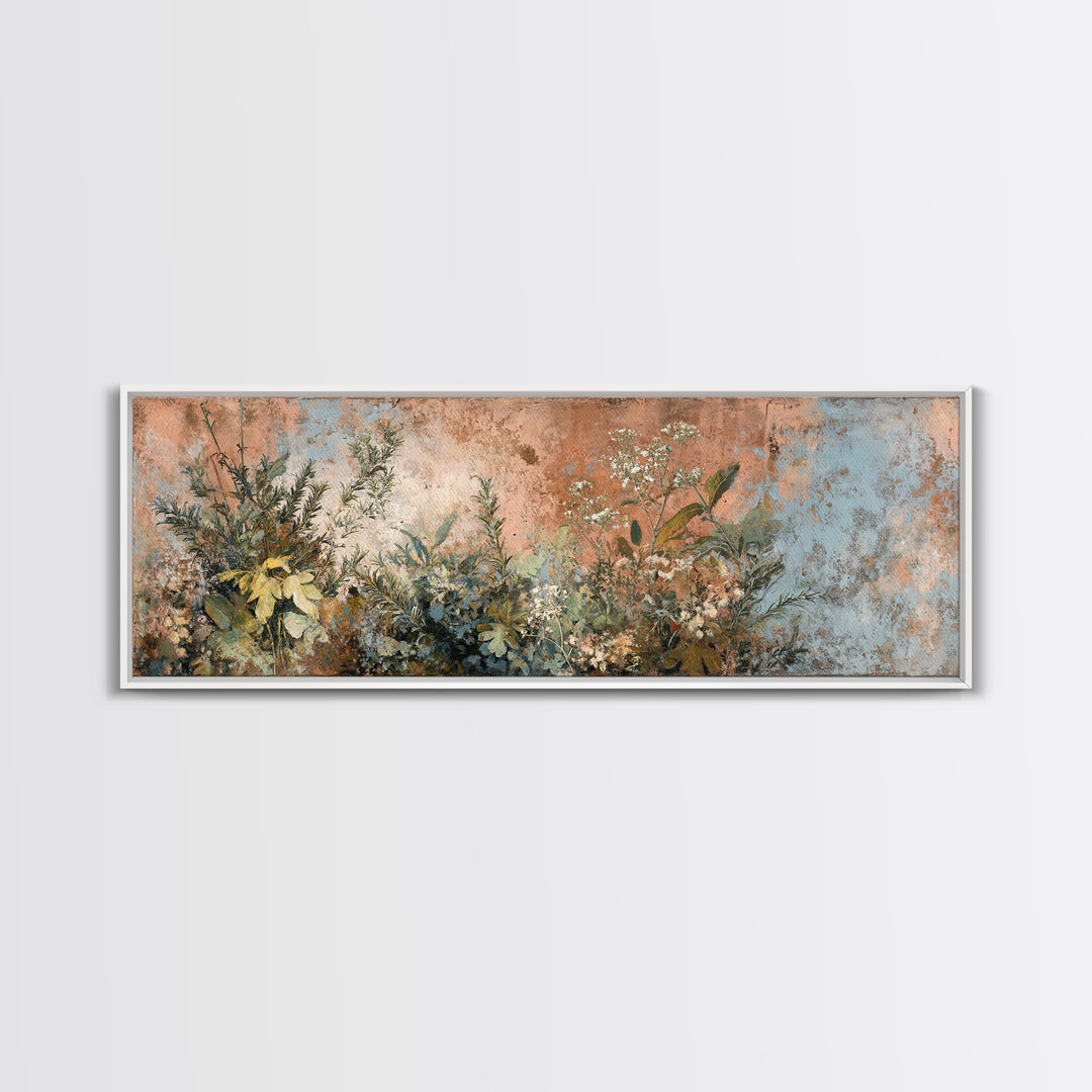 Wild Herbs Rosemary and Thyme Botanical Study Canvas Print, Mediterranean Art, Travel Poster, Living Room Decor, Oil Painting, MAR-3x1-40