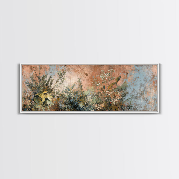 Wild Herbs Rosemary and Thyme Botanical Study Canvas Print, Mediterranean Art, Travel Poster, Living Room Decor, Oil Painting, MAR-3x1-40