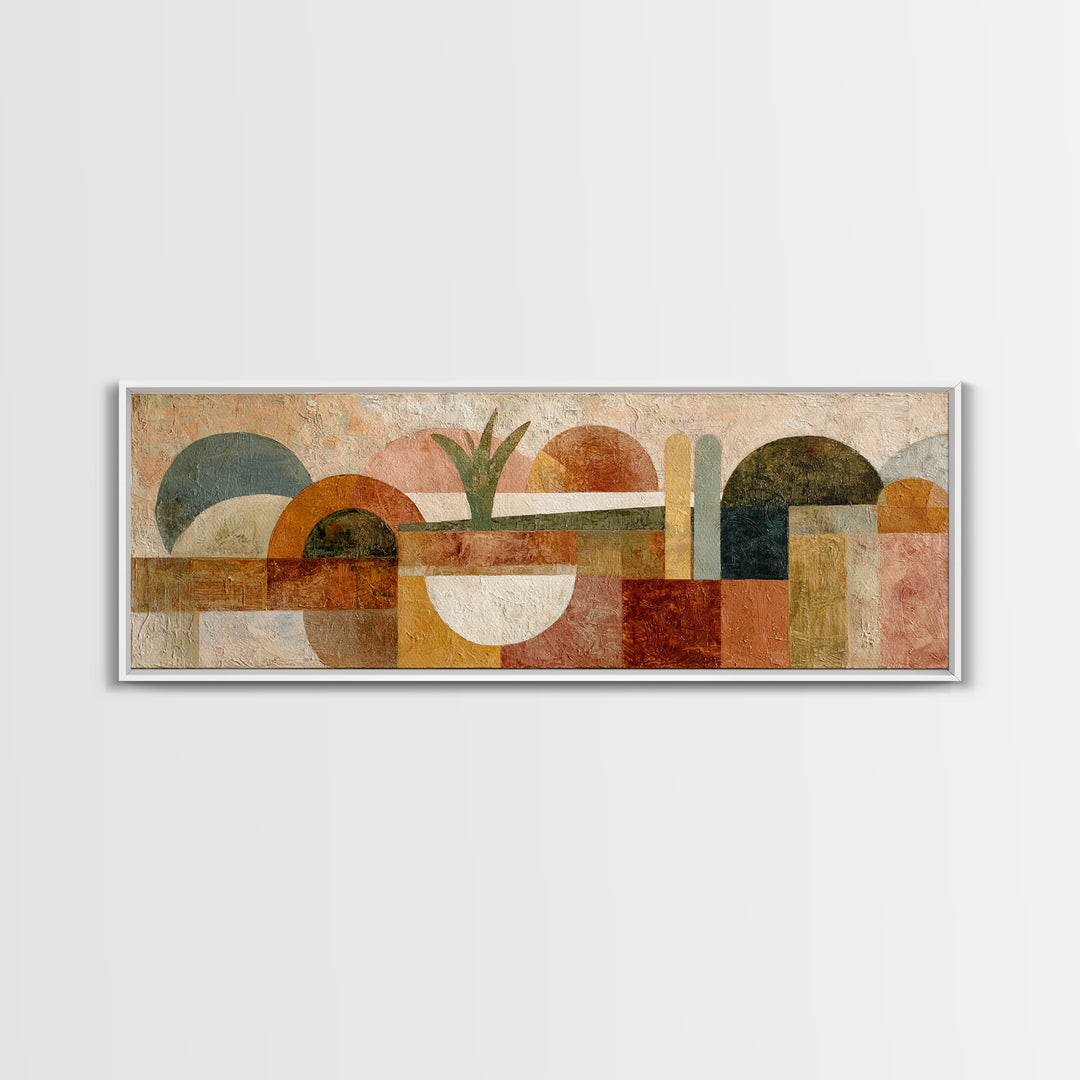 Warm Terra Cotta Abstract Landscape Canvas Print, Mediterranean Art, Textured Painting, Living Room Decor, Oil Painting, Azure, MAR-3x1-78