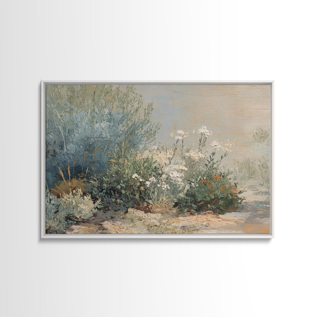 Wild Herbs Rosemary and Thyme Botanical Study Canvas Print, Mediterranean Art, Printable Wall Art, Living Room Decor, Azure, MAR-3x2-28