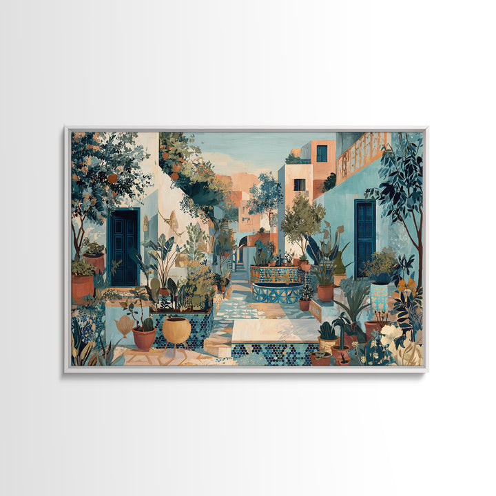 Sunset over Red Tiled Rooftops Canvas Print, Mediterranean Art, Modern Wall Art, Living Room Decor, Azure, Downloadable Art, MAR-3x2-51