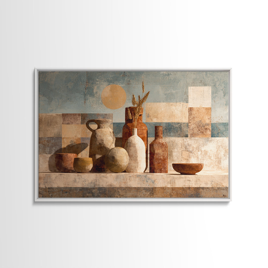 Warm Terra Cotta Abstract Landscape Canvas Print, Mediterranean Art, Printable Art, Living Room Decor, Fine Art, Azure, MAR-3x2-66