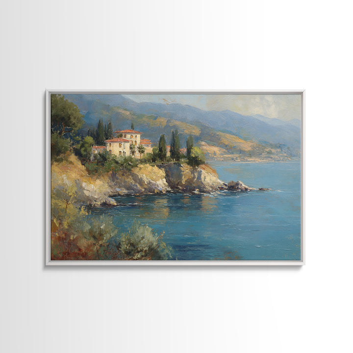 Coastal Cliffs with Sparkling Blue Water Canvas Print, Mediterranean Art, Coastal Art, Living Room Decor, Fine Art, Azure, MAR-3x2-72