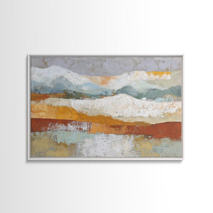 Warm Terra Cotta Abstract Landscape Framed Canvas Print, Mediterranean Art, Modern Wall Art, Living Room Decor, Watercolor Art, MAR-3x2-90