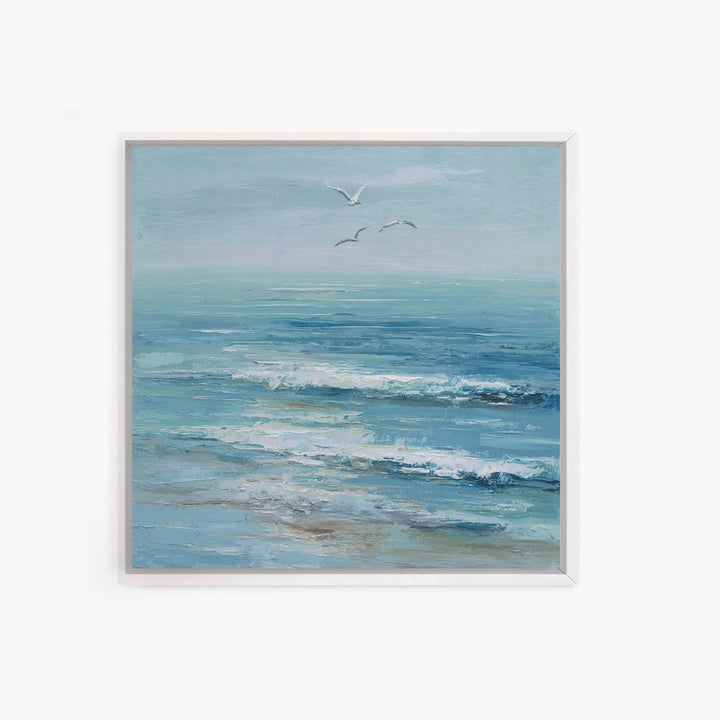 Hotel Coastal Landscape Framed Canvas Print, Master Bedroom, Neutral Decor, Bedroom Decor, Oil Painting, Sanctuary, Home Decor, MAS-1x1-21