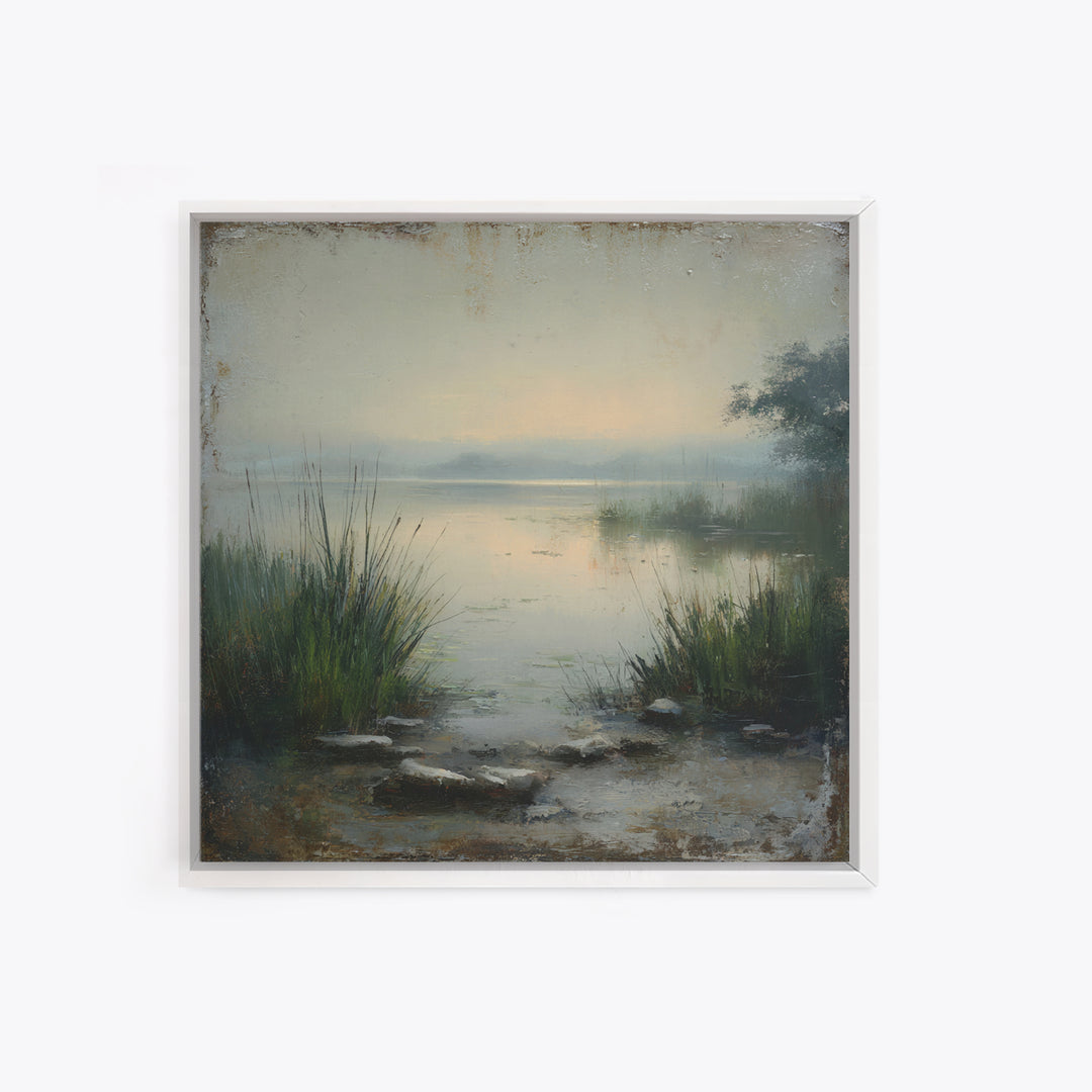 Serene Lake with Pale Morning Reflection Canvas Print, Master Bedroom, Bedroom Prints, Bedroom Decor, Fine Art, Sanctuary, MAS-1x1-31