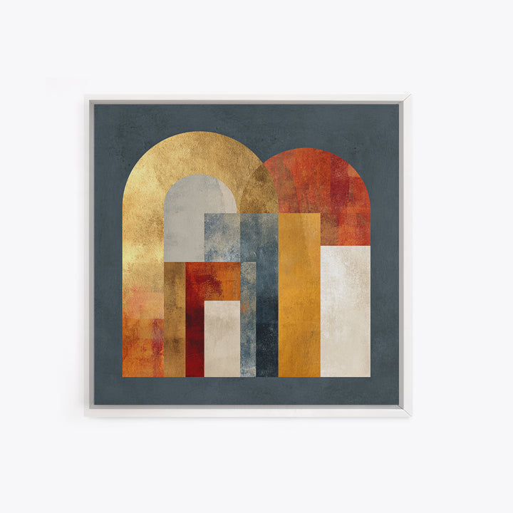 Gold Accented Abstract Arches Framed Canvas Print, Master Bedroom, Gallery Decor, Bedroom Decor, Fine Art, Sanctuary, MAS-1x1-32