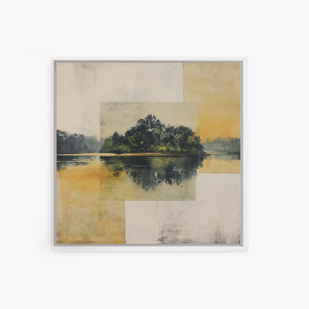 Peaceful Waterfall in Misty Green Forest Framed Canvas Print, Master Bedroom, Wall Decor Bedroom, Bedroom Decor, Sanctuary, MAS-1x1-43