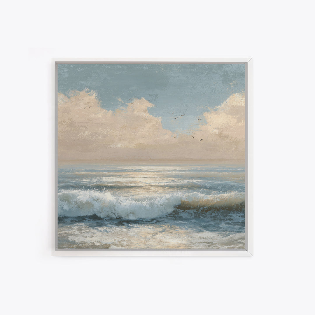 Elegant Moonlit Ocean Horizon Canvas Print, Master Bedroom, Room Decor, Bedroom Decor, Fine Art, Sanctuary, Wall Decal, MAS-1x1-49