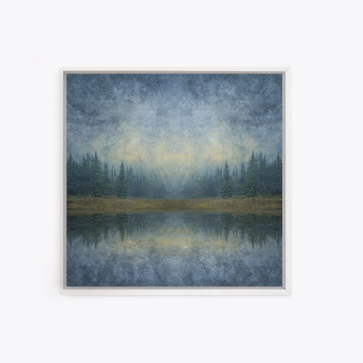 Calm Misty Forest Panorama Framed Canvas Print, Master Bedroom, Bedroom Prints, Bedroom Decor, Sanctuary, Gallery Decor, MAS-1x1-52