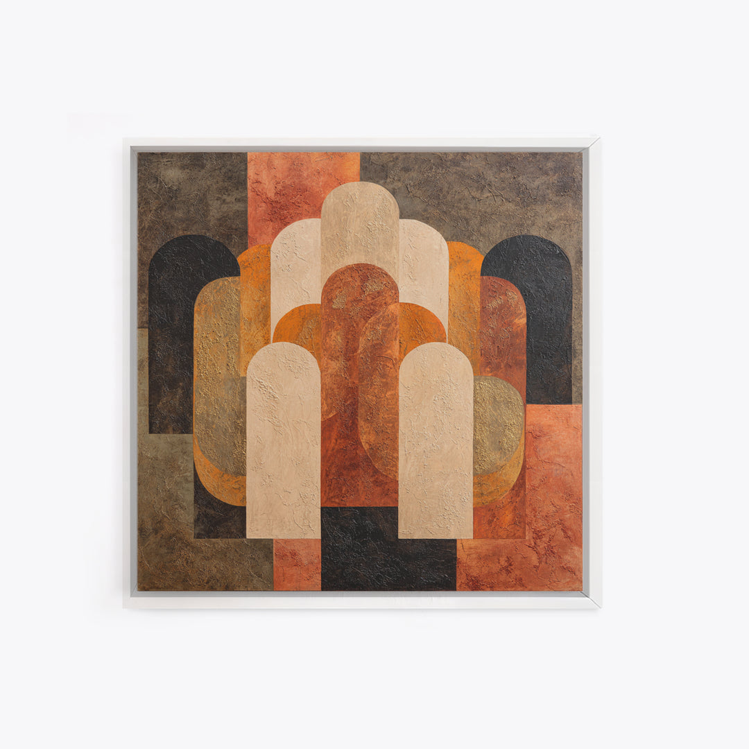 Gold Accented Abstract Arches Framed Canvas Print, Master Bedroom, Farmhouse Decor, Bedroom Decor, Abstract Art, Sanctuary, MAS-1x1-56