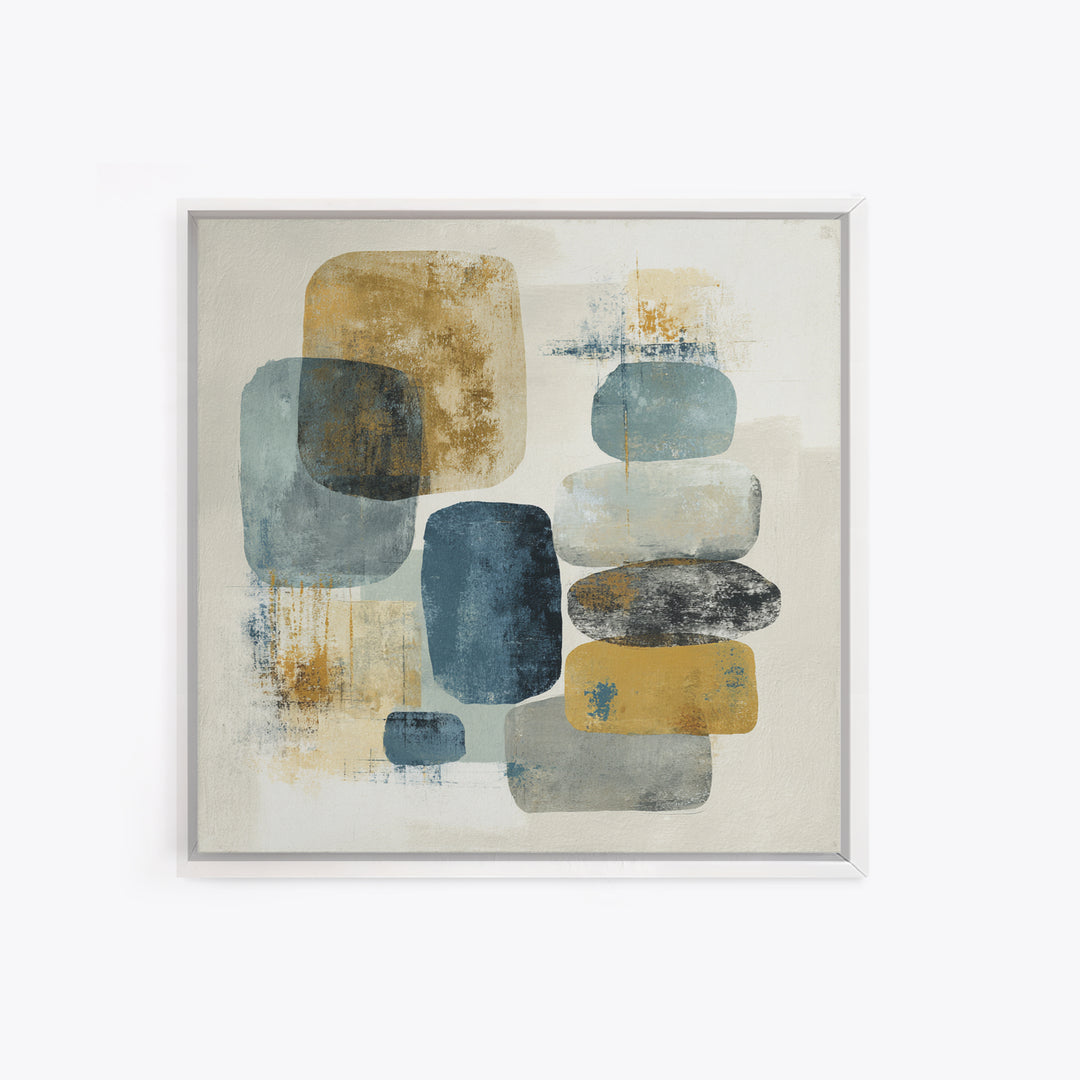 Minimal Stone Shapes Framed Canvas Print, Master Bedroom, Bedroom Prints, Bedroom Decor, Abstract Art, Sanctuary, Gallery Decor, MAS-1x1-64