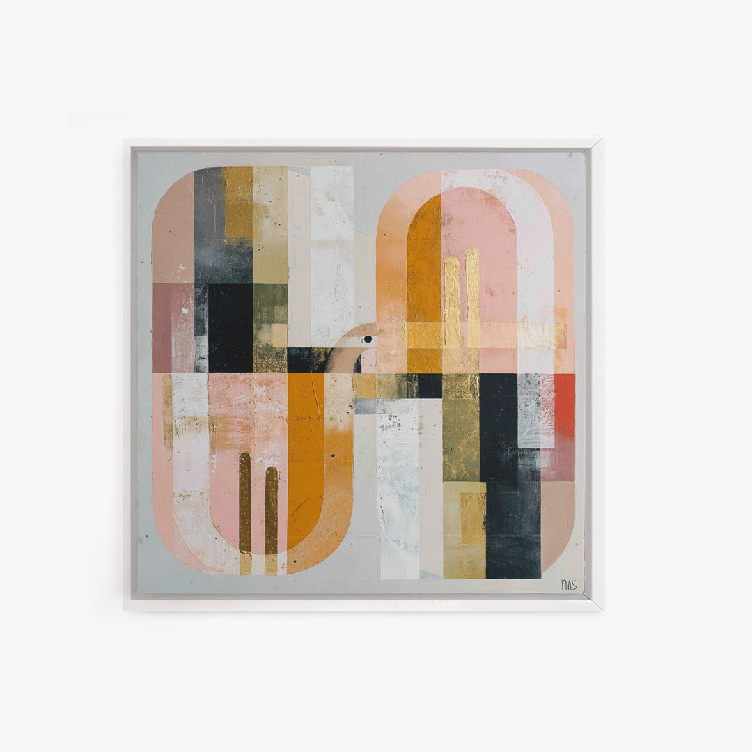 Gold Accented Abstract Arches Framed Canvas Print, Master Bedroom, Bedroom Decor, Fine Art, Sanctuary, Living Room Prints, MAS-1x1-8