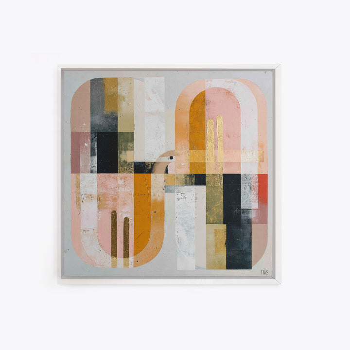 Gold Accented Abstract Arches Framed Canvas Print, Master Bedroom, Bedroom Decor, Fine Art, Sanctuary, Living Room Prints, MAS-1x1-8