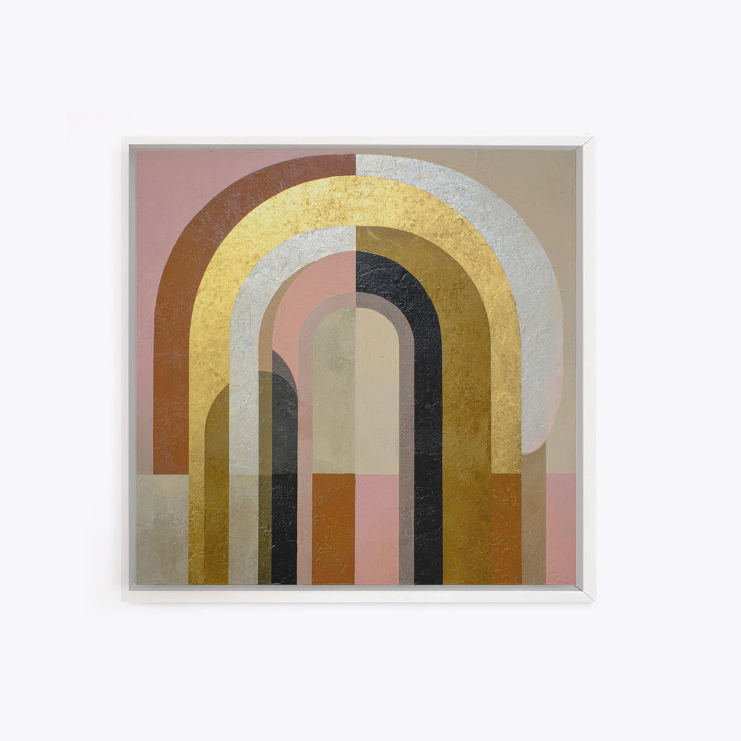 Gold Accented Abstract Arches Framed Canvas Print, Master Bedroom, Fine Art Print, Bedroom Decor, Abstract Art, Sanctuary, MAS-1x1-80
