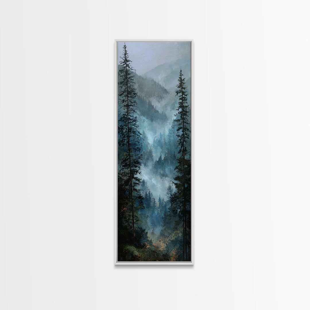 Calm Misty Forest Panorama Canvas Print, Master Bedroom, Bedroom Wall Art, Bedroom Decor, Oil Painting, Sanctuary, MAS-1x3-40