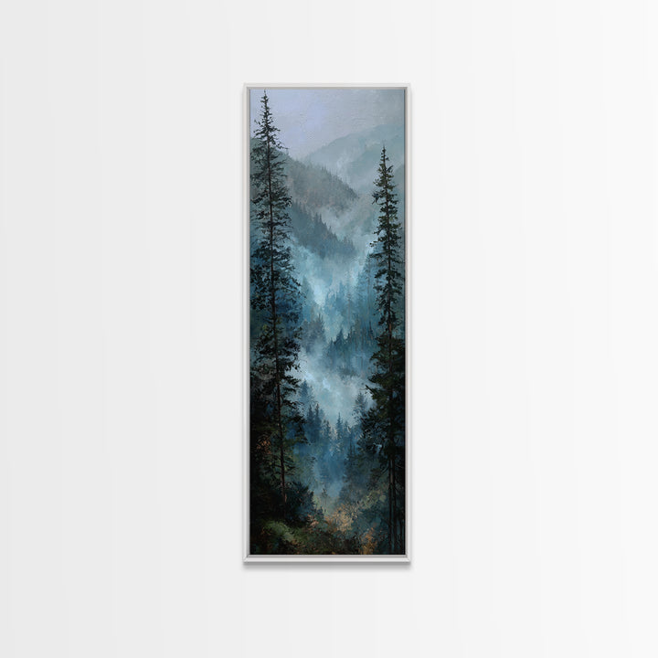 Calm Misty Forest Panorama Canvas Print, Master Bedroom, Bedroom Wall Art, Bedroom Decor, Oil Painting, Sanctuary, MAS-1x3-40