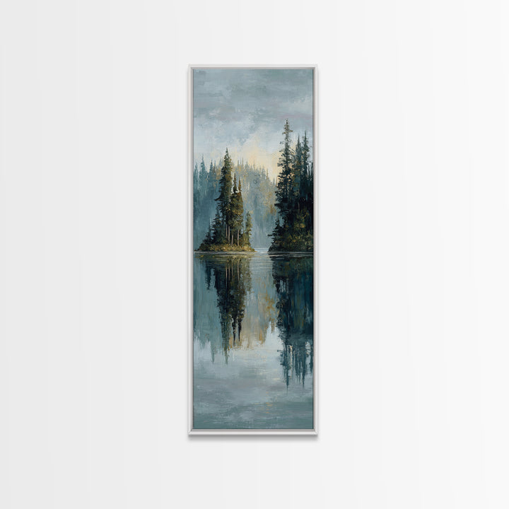 Serene Lake with Pale Morning Reflection Canvas Print, Master Bedroom, Bedroom Prints, Bedroom Decor, Fine Art, Sanctuary, MAS-1x3-43