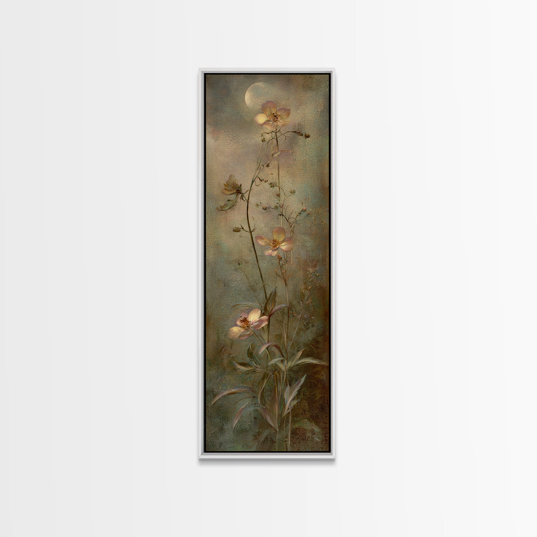 Dreamy Celestial Moon and Botanical Composition Canvas Print, Master Bedroom, Rustic Home Decor, Bedroom Decor, Sanctuary, MAS-1x3-47