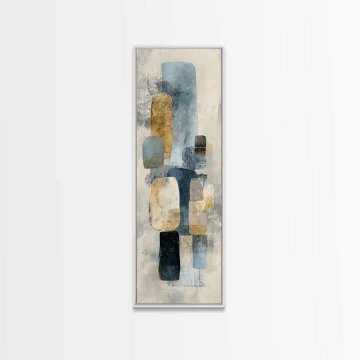 Minimal Stone Shapes Framed Canvas Print, Master Bedroom, Printable Art, Bedroom Decor, Abstract Art, Sanctuary, MAS-1x3-52