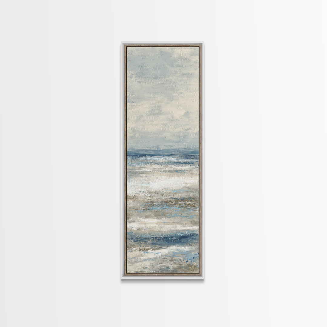 Elegant Moonlit Ocean Horizon Framed Canvas Print, Master Bedroom, Printable Wall Art, Bedroom Decor, Fine Art, Sanctuary, MAS-1x3-61