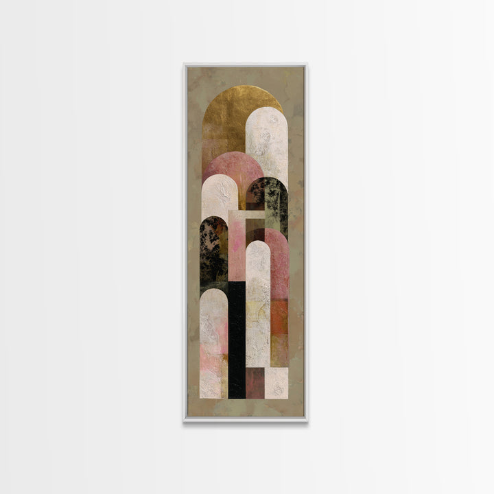 Gold Accented Abstract Arches Canvas Print, Master Bedroom, Rustic Home Decor, Bedroom Decor, Abstract Art, Sanctuary, MAS-1x3-68