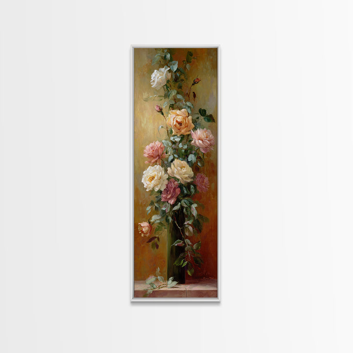 Warm Candlelit Still Life Framed Canvas Print, Master Bedroom, Farmhouse Wall Art, Bedroom Decor, Fine Art, Sanctuary, MAS-1x3-84