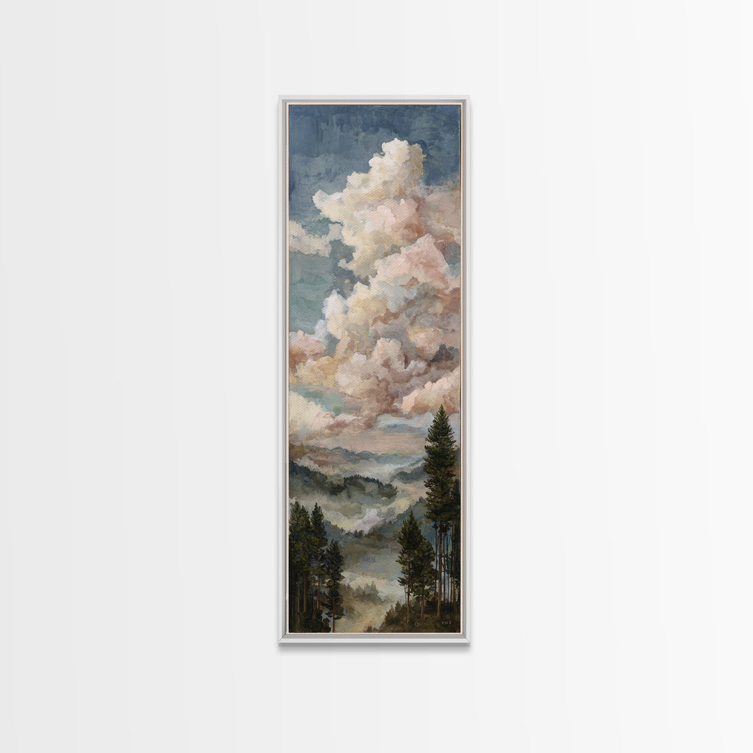 Blush and Taupe Cloudscape Canvas Print, Master Bedroom, Wall Art, Bedroom Decor, Oil Painting, Sanctuary, Bedroom Wall Art, MAS-1x3-90