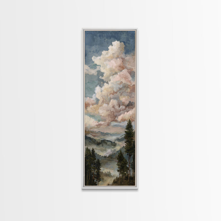 Blush and Taupe Cloudscape Canvas Print, Master Bedroom, Wall Art, Bedroom Decor, Oil Painting, Sanctuary, Bedroom Wall Art, MAS-1x3-90