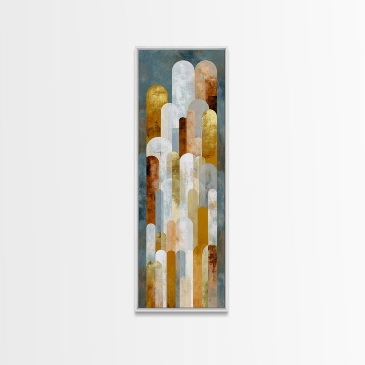 Gold Accented Abstract Arches Framed Canvas Print, Master Bedroom, Signs for Home, Bedroom Decor, Abstract Art, Sanctuary, MAS-1x3-92