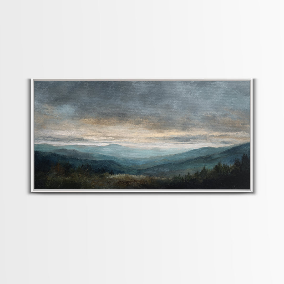 Soft Mountain Ridge Framed Canvas Print, Master Bedroom, Printable Wall Art, Bedroom Decor, Sanctuary, Minimalist Wall Art, MAS-2x1-33