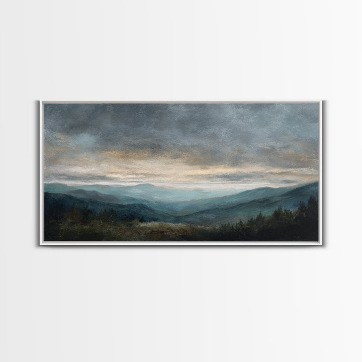 Soft Mountain Ridge Framed Canvas Print, Master Bedroom, Printable Wall Art, Bedroom Decor, Sanctuary, Minimalist Wall Art, MAS-2x1-33