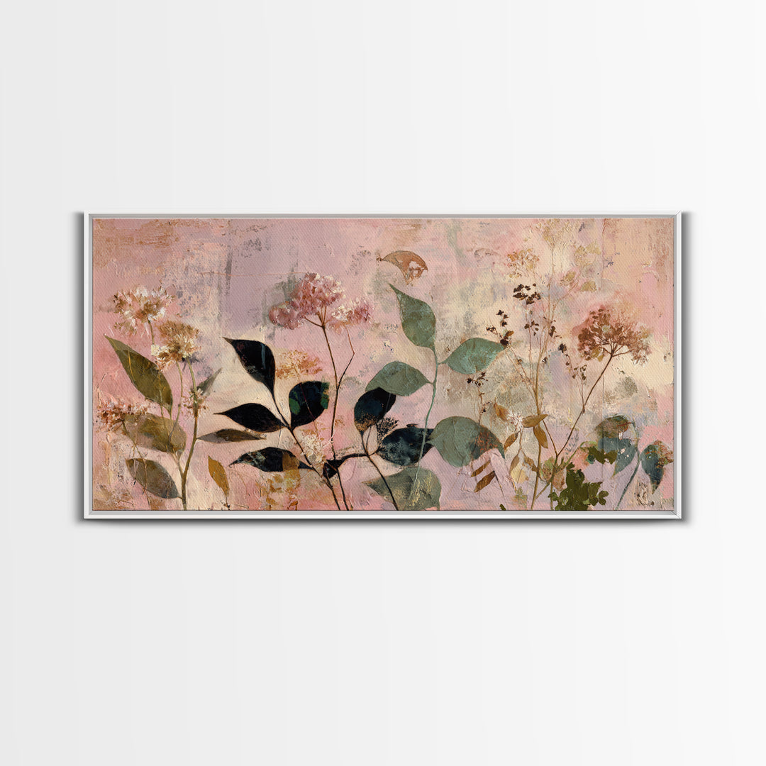 Dreamy Celestial Moon and Botanical Composition Canvas Print, Master Bedroom, Minimalist Wall Art, Bedroom Decor, Sanctuary, MAS-2x1-55