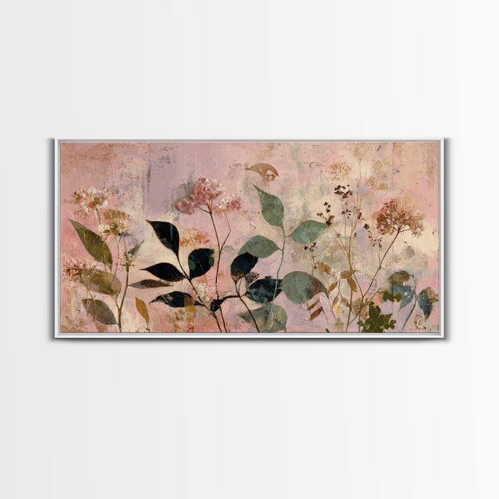 Dreamy Celestial Moon and Botanical Composition Canvas Print, Master Bedroom, Minimalist Wall Art, Bedroom Decor, Sanctuary, MAS-2x1-55